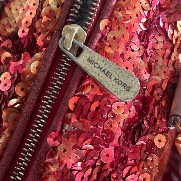 Michael Kors Grayson Sparkling orange Sequin Satchel - Picture 7 of 10